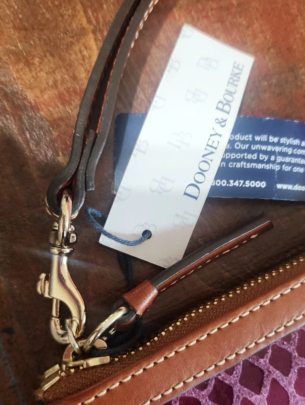 Dooney & Bourke Magenta Leather Wristlet Pouch Snake Embossed